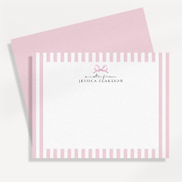 Tarjetas de Notas Personalizadas con Lazo de Rayas