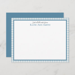 Tarjetas de notas personalizadas de Blue Gingham