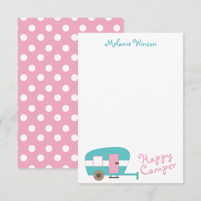 Tarjetas de notas personalizadas de Cute Happy Cam (Anverso / Reverso)