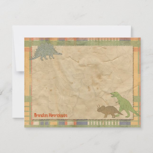 Tarjetas de notas personalizadas de dinosaurios (Anverso)
