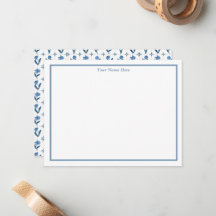 Tarjetas de notas personalizadas de Floral Azul