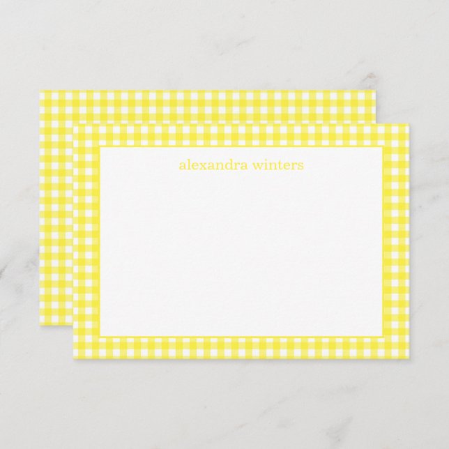 Tarjetas de notas personalizadas de Gingham (Anverso / Reverso)