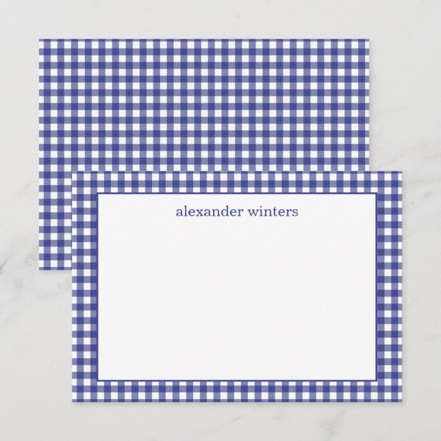 Tarjetas de notas personalizadas de Gingham (Anverso / Reverso)