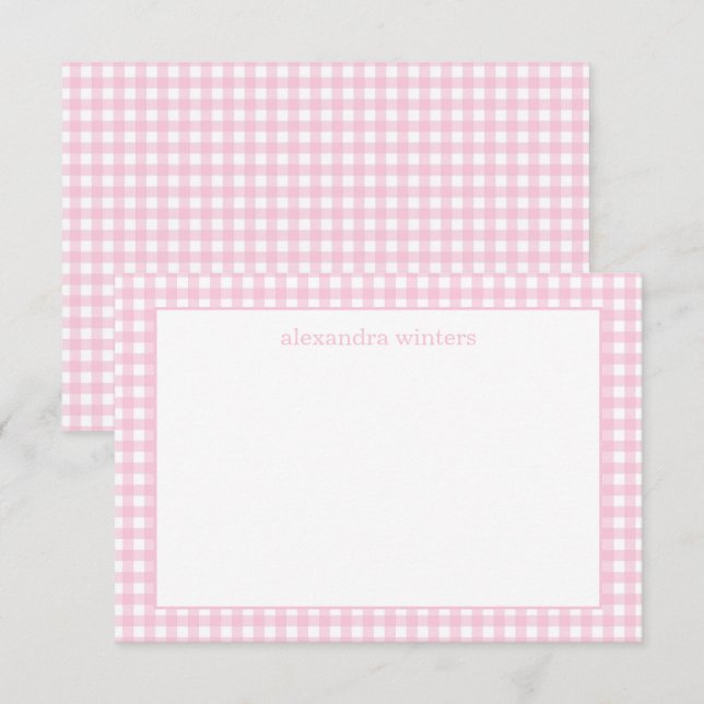 Tarjetas de notas personalizadas de Gingham (Anverso / Reverso)
