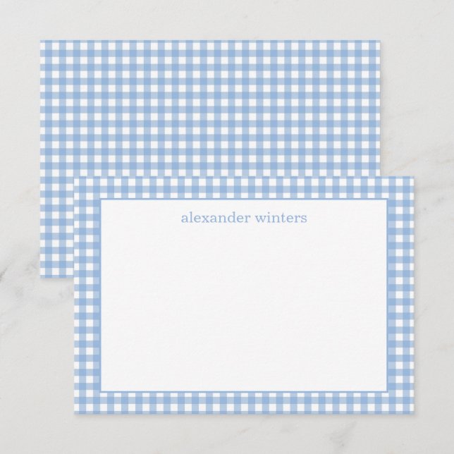 Tarjetas de notas personalizadas de Gingham (Anverso / Reverso)