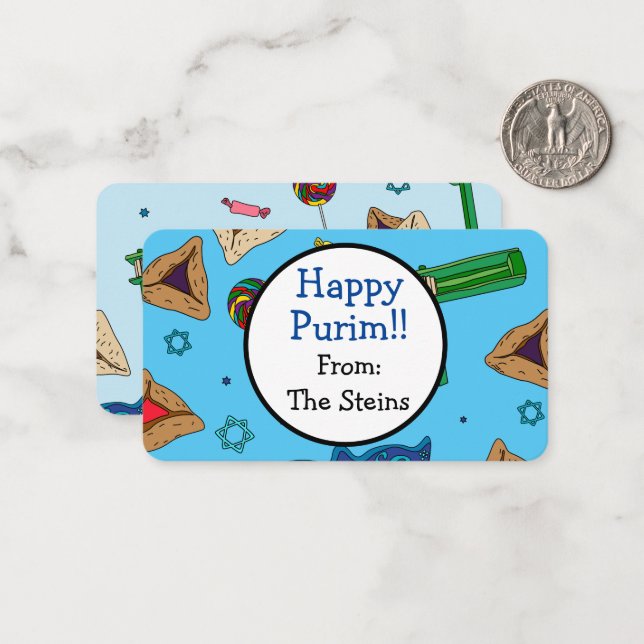 Tarjetas de notas personalizadas de Happy Purim (Anverso/Reverso In Situ)