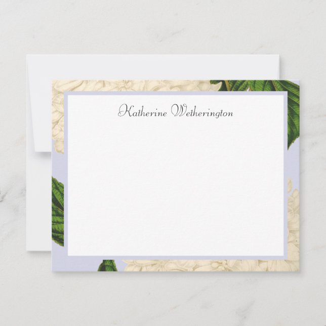 Tarjetas de notas personalizadas de hidrangea blan (Anverso)