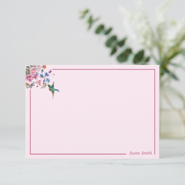 Tarjetas de notas personalizadas de Hummingbird 3. (Anverso de pie)