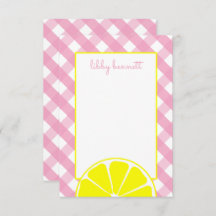 Tarjetas de notas personalizadas de Lemonade rosa