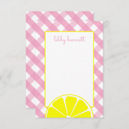 Tarjetas de notas personalizadas de Lemonade rosa