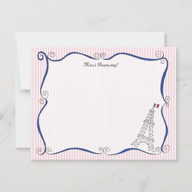 Tarjetas de notas personalizadas de Paris Whimsy (Anverso)