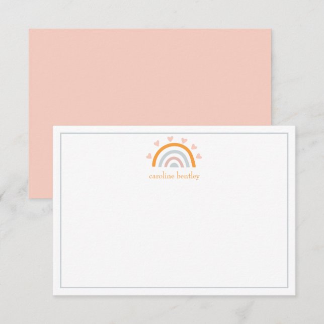 Tarjetas de notas personalizadas del arcoiris dibu (Anverso / Reverso)