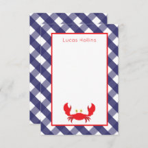 Tarjetas de notas personalizadas del cangrejo de G