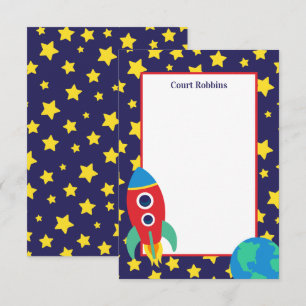 Tarjetas de notas personalizadas del cohete espaci