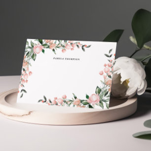 Tarjetas de notas personalizadas Rubor Pink Floral