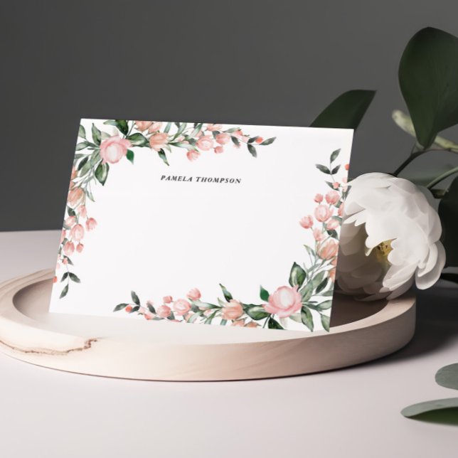 Tarjetas de notas personalizadas Rubor Pink Floral (Subido por el creador)