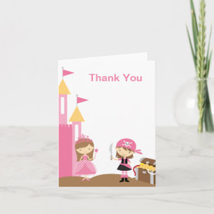 Tarjetas de notas piratas de princesa y rosa