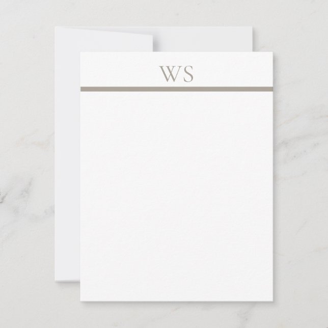 Tarjetas de notas planas con barra beis y monogram (Anverso)