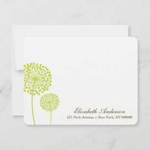 Tarjetas de notas planas de Dandelions verdes