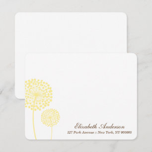 Tarjetas de notas planas de Dandelis amarillas