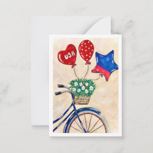 Tarjetas de notas planas patrióticas para biciclet