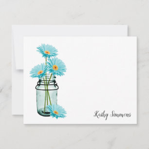 Tarjetas de notas planas personalizadas Aqua Daisi