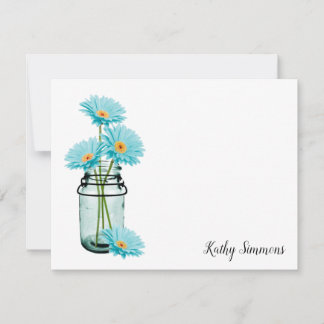 Tarjetas de notas planas personalizadas Aqua Daisi