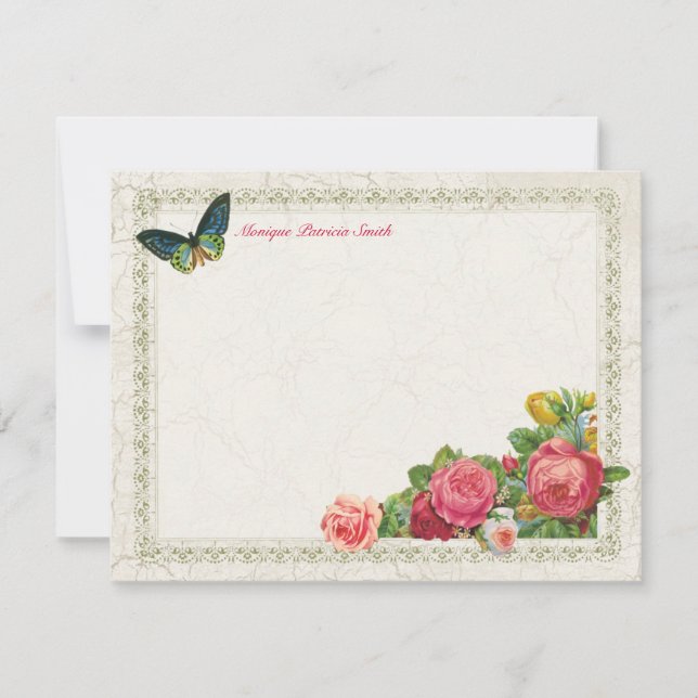 Tarjetas de notas planas personalizadas con flores (Anverso)