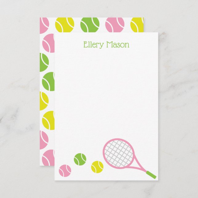 Tarjetas de notas planas personalizadas de tenis p (Anverso / Reverso)