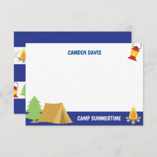 Tarjetas de notas planas personalizadas del campam