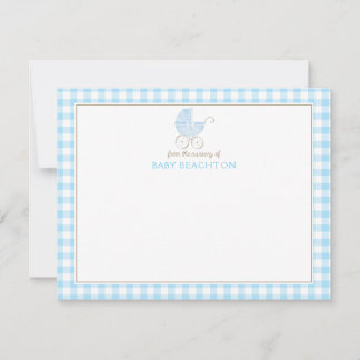 Tarjetas de notas Retro cochecito de bebé azul a c