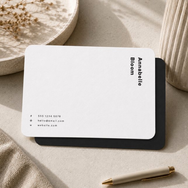 Tarjetas de Notas | Tarjetas de Papelería en Blanc (Minimalist black note cards with custom name and contact details for polished correspondence.)