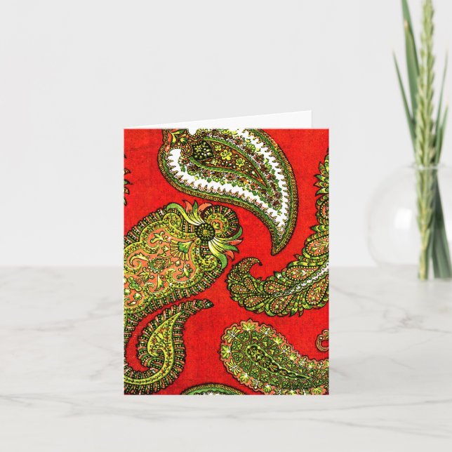 Tarjetas de notas Vivid Red Paisley (Anverso)