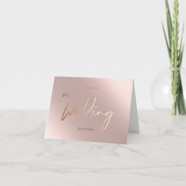 Tarjetas de Nuestro Matrimonio Falso Foil Rosegold (Anverso)