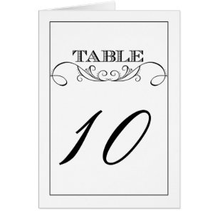 Tarjetas de numeración de tabla de Boda blanco y n