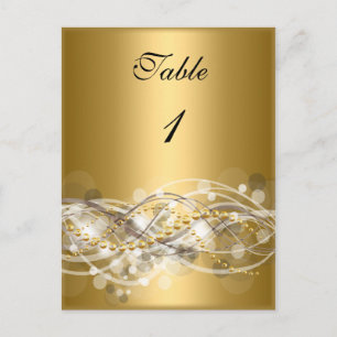 Tarjetas de Número de Mesa Blanco Oro