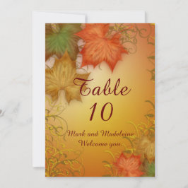 Tarjetas de número de mesa Boda de Otoño