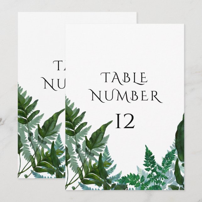 Tarjetas de número de mesa Bosque Recogido Follaje (Anverso / Reverso)