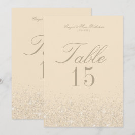 Tarjetas de número de mesa con brillo de champán e