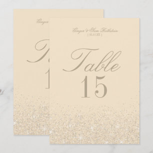 Tarjetas de número de mesa con brillo de champán e