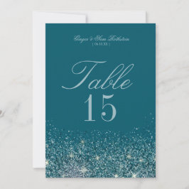 Tarjetas de número de mesa con brillo Teal & Mint
