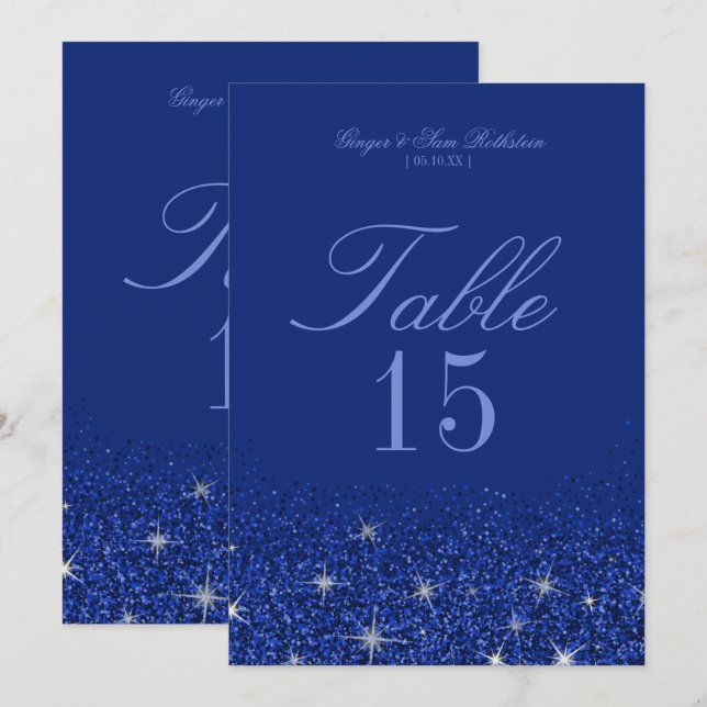 Tarjetas de Número de Mesa con Brillo y Glitter de (Anverso / Reverso)