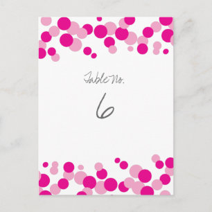 Tarjetas de número de mesa con confeti de burbujas