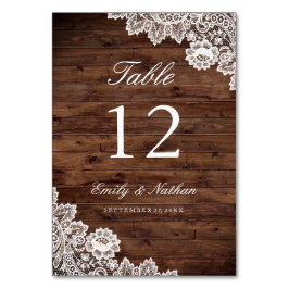Tarjetas de número de mesa con encaje vintage de m