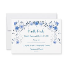 Tarjetas de número de mesa con flores azules román