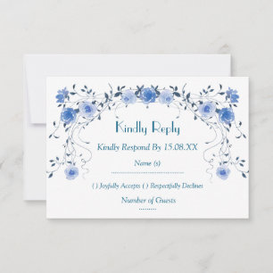 Tarjetas de número de mesa con flores azules román