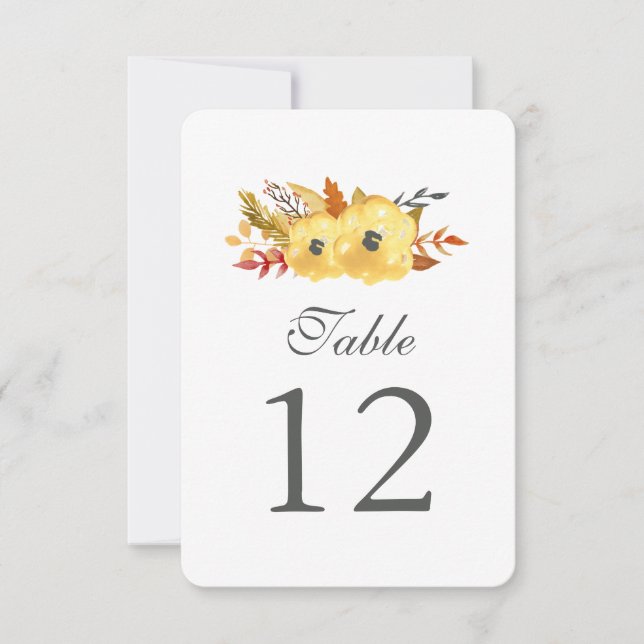 Tarjetas de número de mesa con flores en acuarela (Anverso)