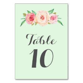 Tarjetas de número de mesa con flores rosadas y me