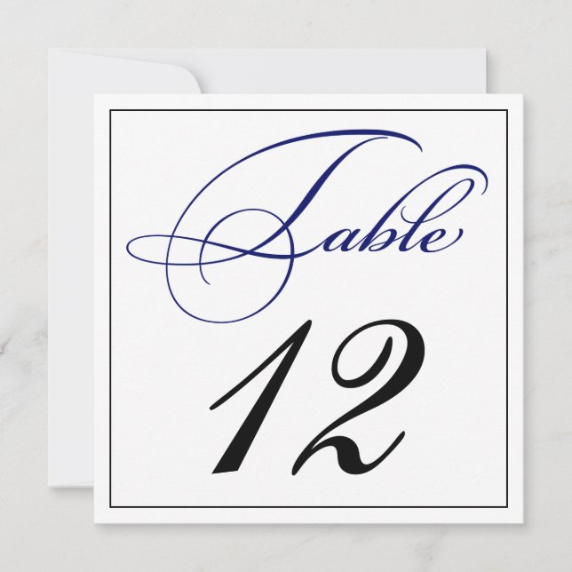 Tarjetas de número de mesa con letra azul real ele (Anverso)