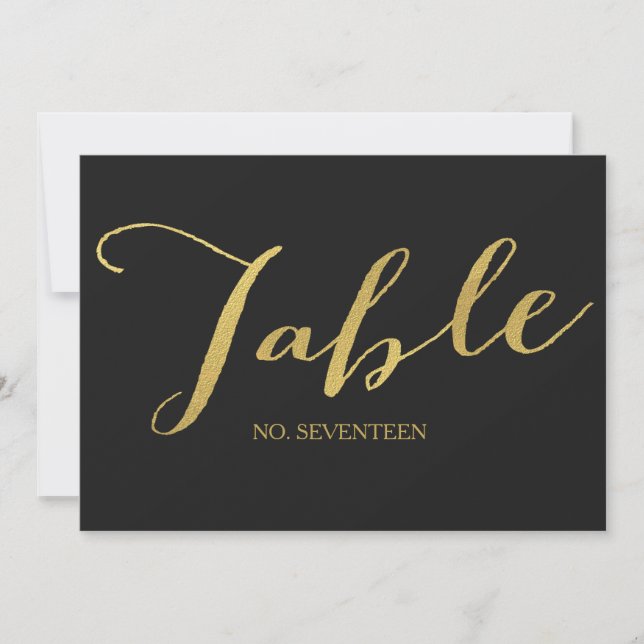 Tarjetas de número de mesa con letra Chic Gold (Anverso)